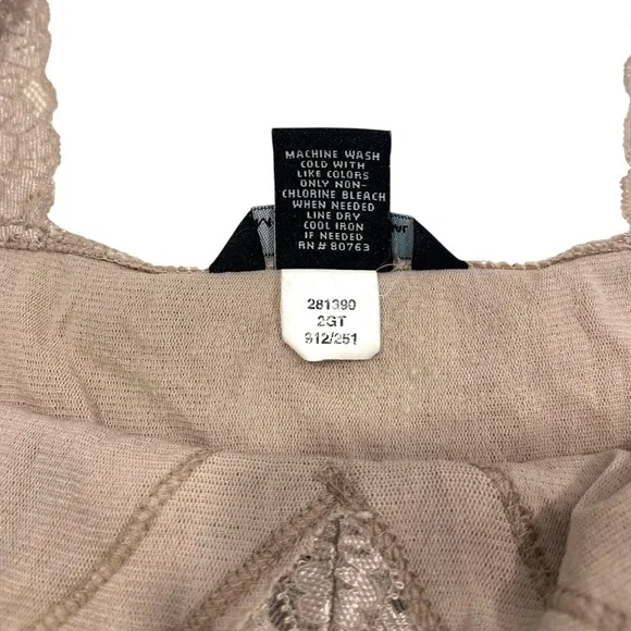 Vintage Y2K Tan Beige Babydoll Floral Lace Tank Top MEDIUM Fairy Girly 90’s - Picture 7 of 10